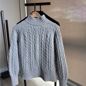 Gray Cable Knit Women's Sweater